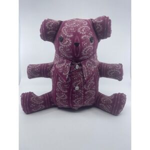 Cowboy Hardware Stuffed Teddy Bear Paisley Print Button Front Pocket